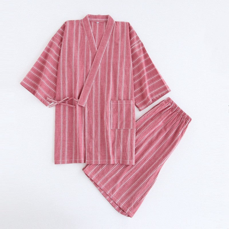 Washed Cotton Thin Striped Pajamas