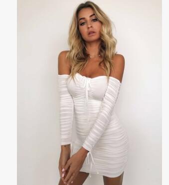 Women Sexy Off Shoulder Long Sleeve Dress