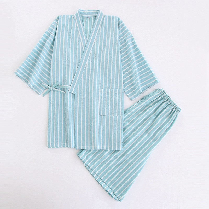 Washed Cotton Thin Striped Pajamas