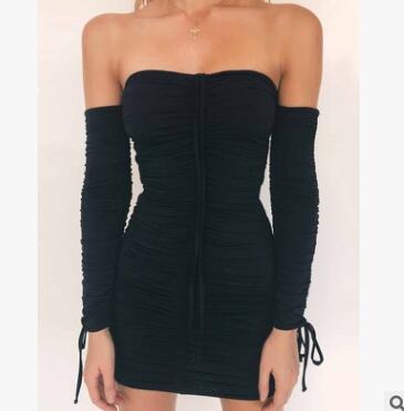 Women Sexy Off Shoulder Long Sleeve Dress