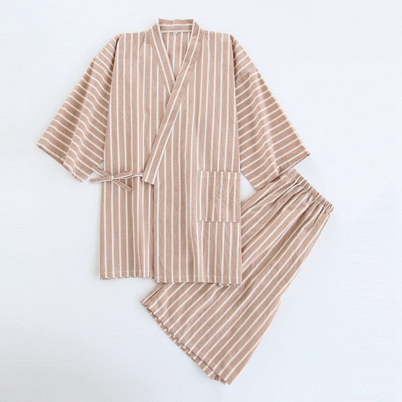 Washed Cotton Thin Striped Pajamas