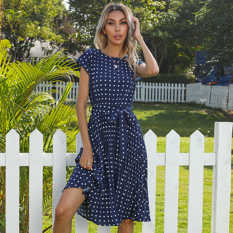 Women Polka Dot Short Sleeve Dress