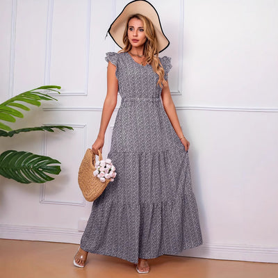 Fashion Puff Sleeve Floral European And American Style Dress