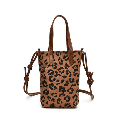 Women's Crossbody Bag Autumn And Winter Retro Leopard Print Shoulder Bag Anime New Versatile Suede Phone Bag