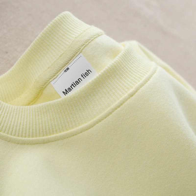 Milky Yellow Round Neck Sweater Women's Light Yellow Top