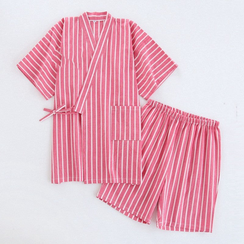 Washed Cotton Thin Striped Pajamas