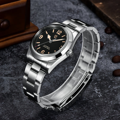 Stainless Steel Men's Automatic Mechanical Watch Waterproof Retro