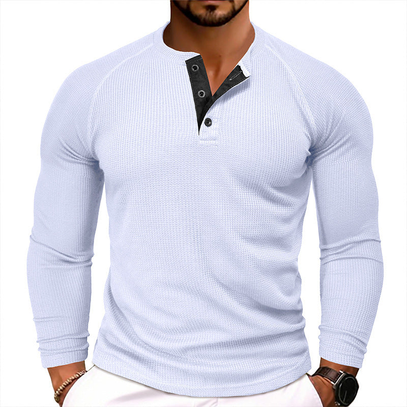 Men's Round Neck Waffle Casual T-shirt