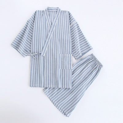 Washed Cotton Thin Striped Pajamas