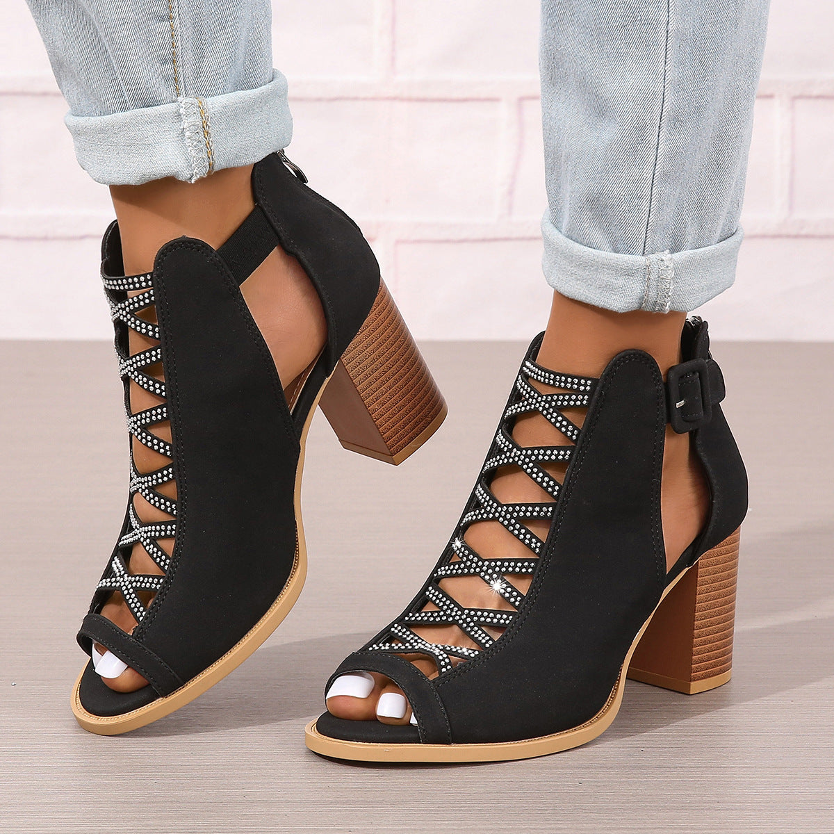 Fashion Large Size Women's Chunky Heel Shoes High Heel Sandals