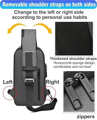 Men S Waterproof Motorcycle Chest Bag - Anti-Theft Shoulder Bag  Oxford Fabric, Multifunctional For Hiking   Outdoor Activities, Outdoor Shoulder Bag   Versatile Carryall  Durable Oxford Fabric