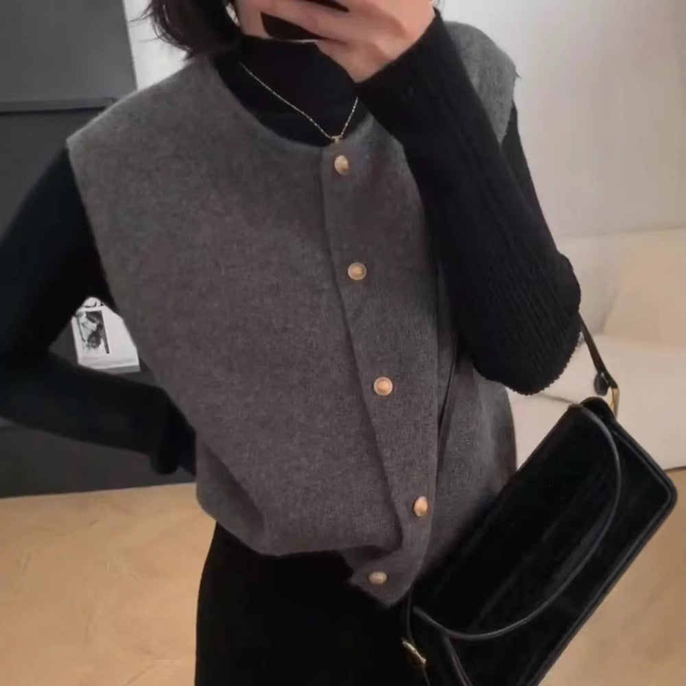 Single-breasted Loose Outer Sweater Women