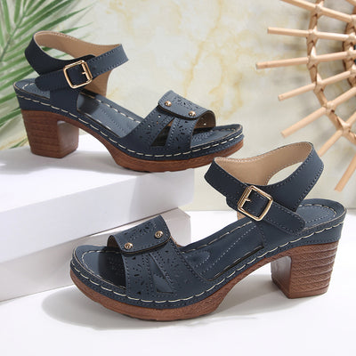 Retro Round-toe Sandles Women Hollow Out