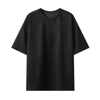 New Men's Second Section Solid Color Light Board Suede Loose Round Neck Pullover Short Sleeve T-shirt