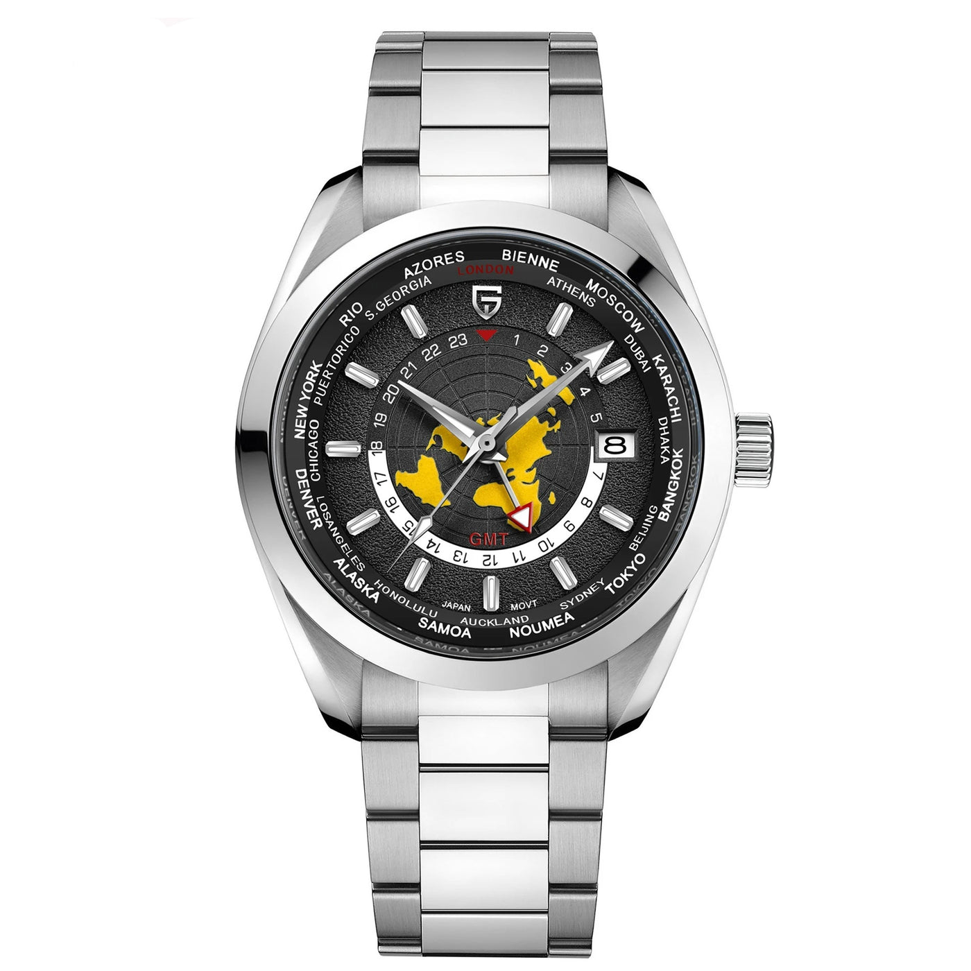 Men's Multifunctional Mechanical GMT Dual Time Zone Luminous Watrproof Watch