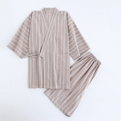 Washed Cotton Thin Striped Pajamas