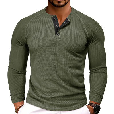 Men's Round Neck Waffle Casual T-shirt