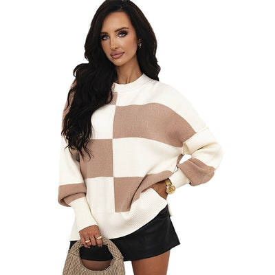 Female Loose Fit Loose Shoulder Knitted Pullover