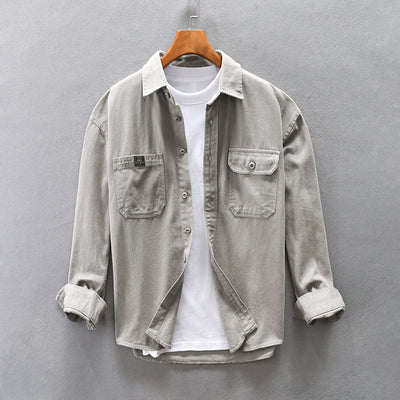 Men's Amekaji Casual Cotton Loose Shoulder Shirt