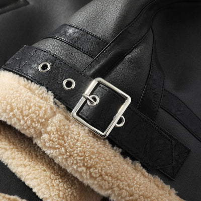 Winter Fleece-lined Thickened Short Sheepskin Leather Coat