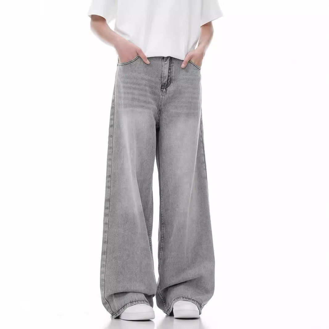 Loose Casual Wide Leg Straight Worn Jeans