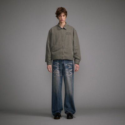 Washed Straight Jeans Men's Casual Long Pants