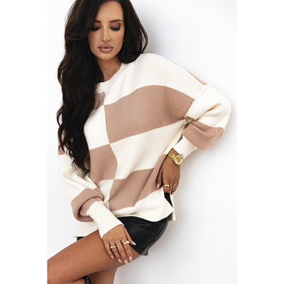 Female Loose Fit Loose Shoulder Knitted Pullover