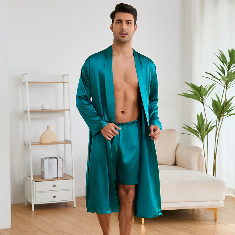 Men's Robes Shorts Suit Solid Color Homewear