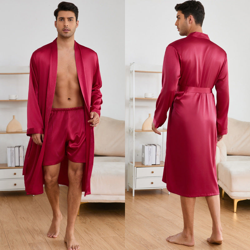 Men's Robes Shorts Suit Solid Color Homewear