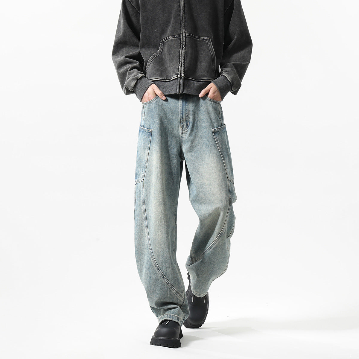 New Men's Matchet Pants Stitching Three-dimensional Design Trousers