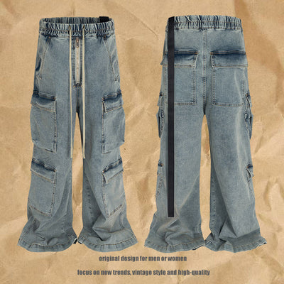 High Street RO Style Multi-pocket Workwear Mop Jeans