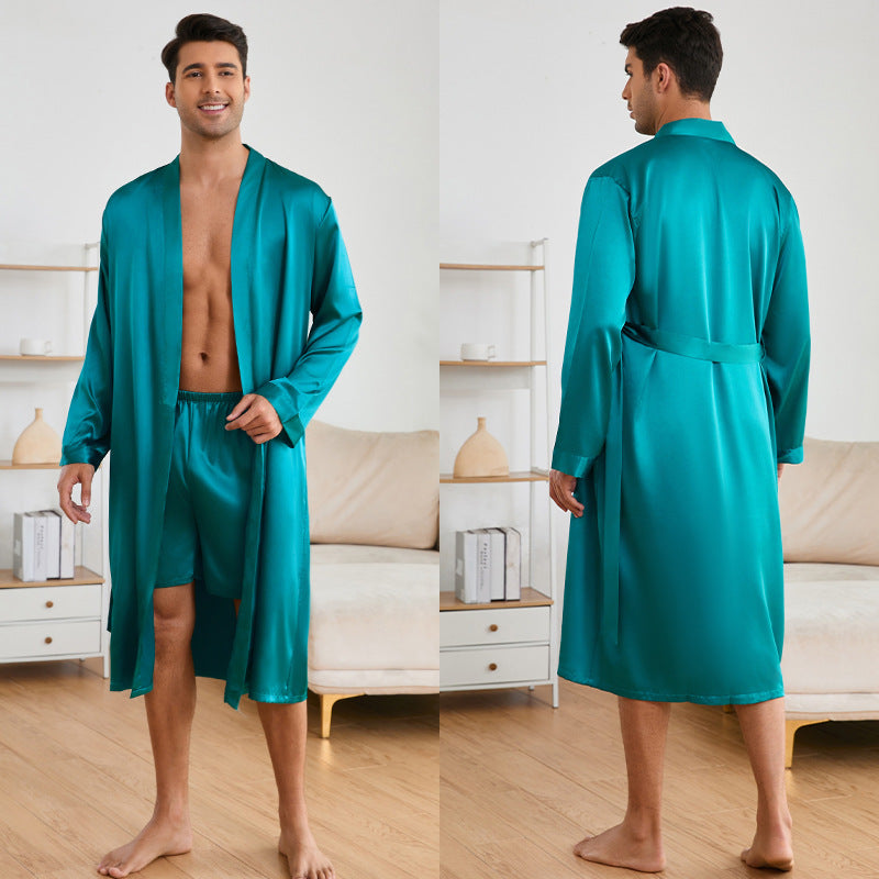 Men's Robes Shorts Suit Solid Color Homewear