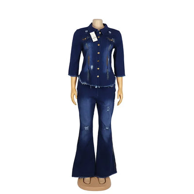 Two Piece Set Cowboy Suit Jean Jacket