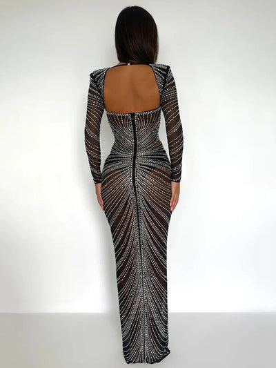 Glitter Mesh Maxi Dress