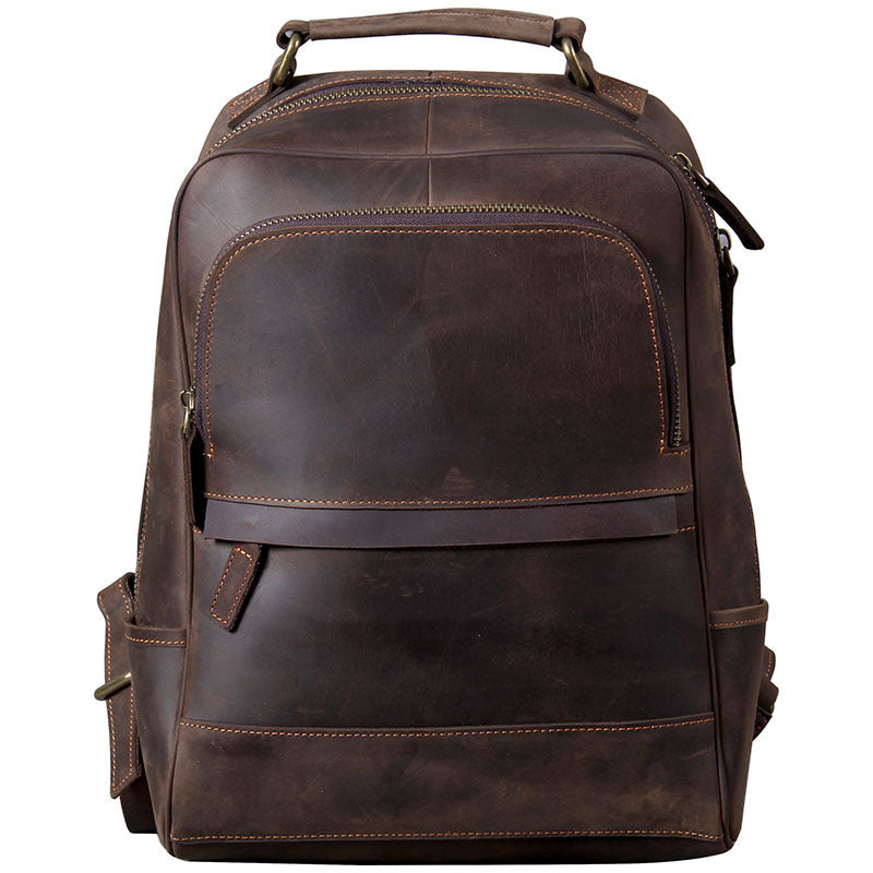 New Retro Crazy Horse Leather Men's Leather Backpack