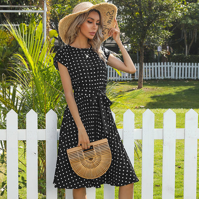 Women Polka Dot Short Sleeve Dress