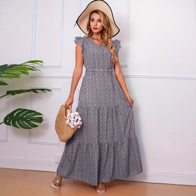 Fashion Puff Sleeve Floral European And American Style Dress