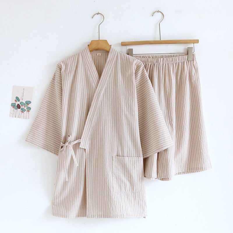 Washed Cotton Thin Striped Pajamas