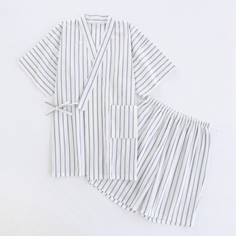 Washed Cotton Thin Striped Pajamas