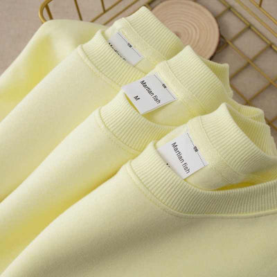 Milky Yellow Round Neck Sweater Women's Light Yellow Top