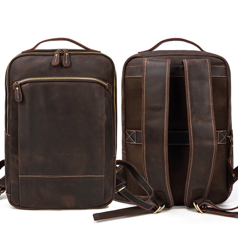 High-end Men's Leather Large-capacity Backpack 16-inch