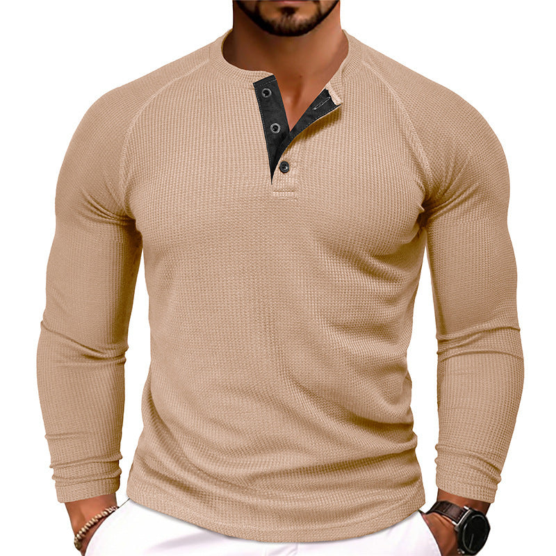 Men's Round Neck Waffle Casual T-shirt