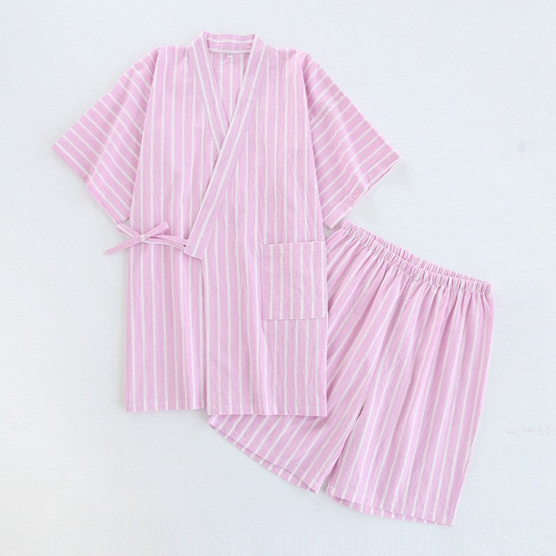 Washed Cotton Thin Striped Pajamas