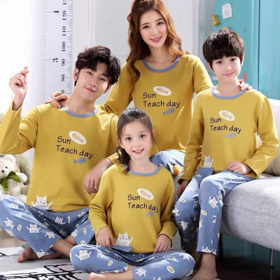 Parent-child Pajamas Cotton Long Sleeve Cartoon Children's Loungewear