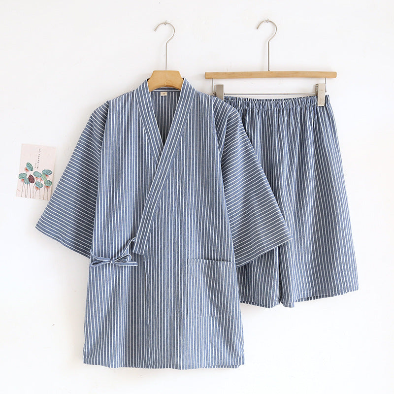 Washed Cotton Thin Striped Pajamas