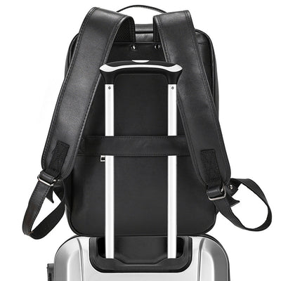 High-end Men's Leather Large-capacity Backpack 16-inch