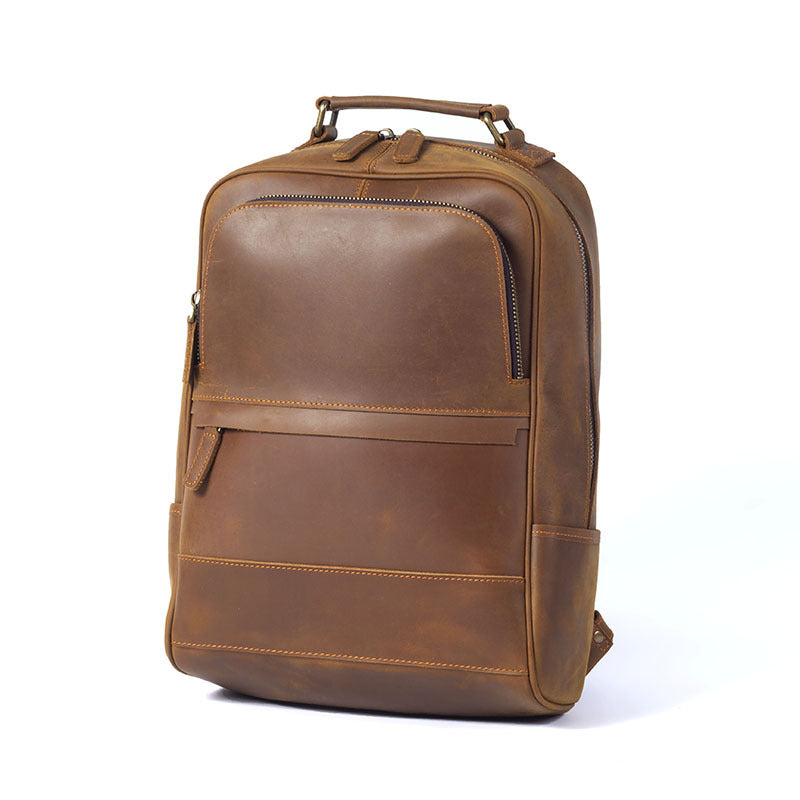 New Retro Crazy Horse Leather Men's Leather Backpack