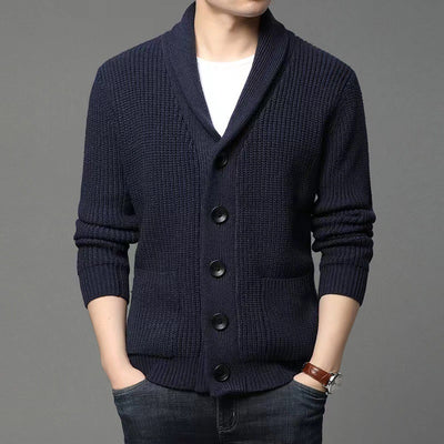 Men's Classic Lapel Cardigan Casual Sweater