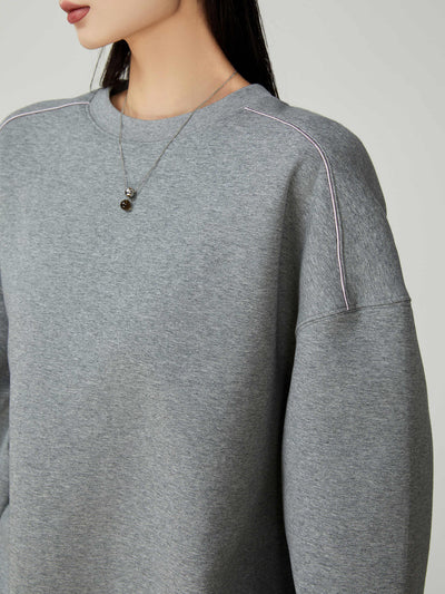 Gray Printing Crew Neck Pullover Sweatshirt