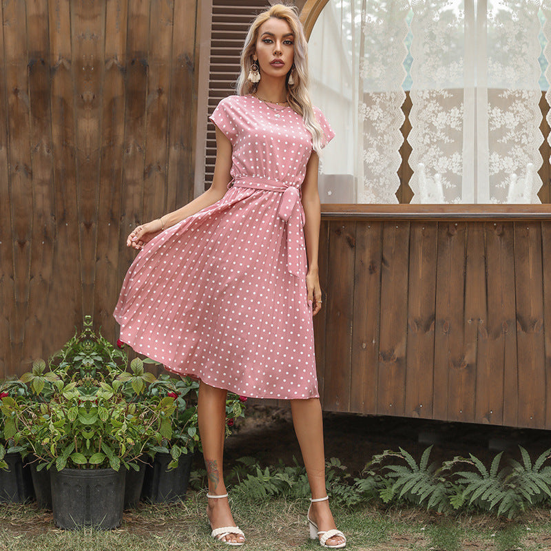 Women Polka Dot Short Sleeve Dress